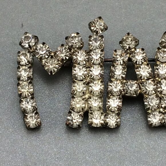 Vintage Miami Sparkly Rhinestone Brooch Pin Kitsch Florida Souvenir - Picture 2 of 10
